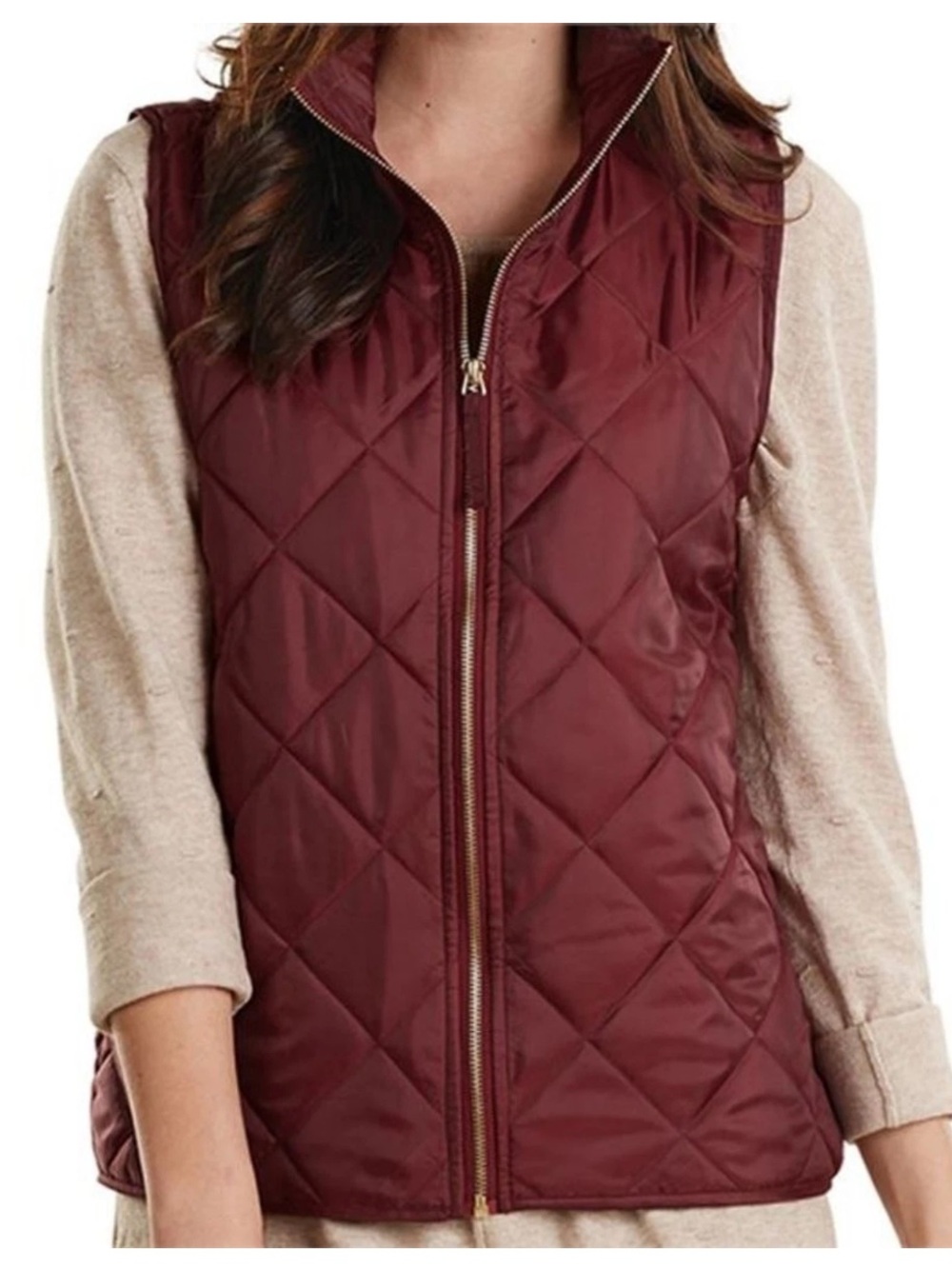 NWOT Mudpie Quilted Sleeveless Vest - Burgundy, Size Small